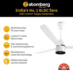 atomberg Renesa Enzel 1200mm BLDC Ceiling Fan with Remote Control | BEE 5 star Rated Energy Efficient Ceiling Fan | High Air Delivery with LED Indicators| 3 Year Warranty (Gloss White)