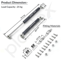 Plantex 12 Inch Hydraulic Gas Spring Stay Strut Pneumatic Lift Support with Cover/Cabinet Hinges Support/Capacity 25 KGS (250 N) - Pair of 1 (2 Pcs) (Silver)-2