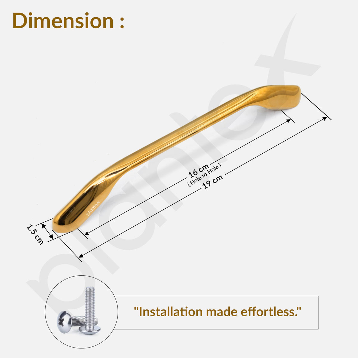 Plantex Cabinet Handle/160mm Handle for Wardrobe/Kitchen Handle/Pull-Push Handle for Home/Office - Pack of 1 (Gold)-2