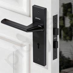 Plantex Heavy-Duty Door Lock Set - Main Door Lock Handle Set/ 6-Lever Lock Mechanism with 3 Years of Warranty/Mortise Lock with 3 Keys, Brass Lockbody (Z-Black)-5