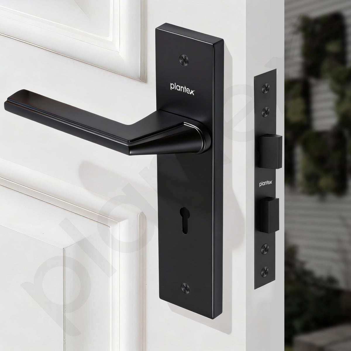 Plantex Heavy-Duty Door Lock Set - Main Door Lock Handle Set/ 6-Lever Lock Mechanism with 3 Years of Warranty/Mortise Lock with 3 Keys, Brass Lockbody (Z-Black)-5