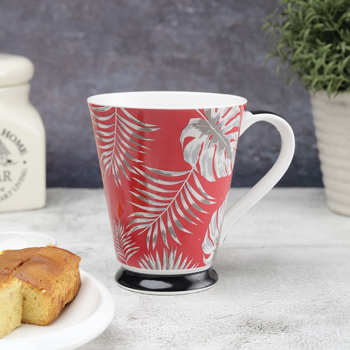 Clay Craft Bute Series Printed Design Ceramic Mug (Blue, Medium, 330ml, CC MM1 BUTE BU408)