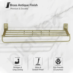 Plantex 304 Grade Stainless Steel 24 inch Towel Rack/Towel Bar/Towel Hanger/Towel Storage for Bathroom - Crystal (Brass Antique)-6