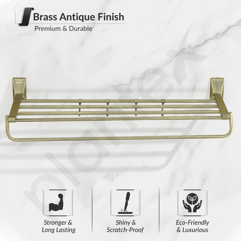 Plantex 304 Grade Stainless Steel 24 inch Towel Rack/Towel Bar/Towel Hanger/Towel Storage for Bathroom - Crystal (Brass Antique)-6