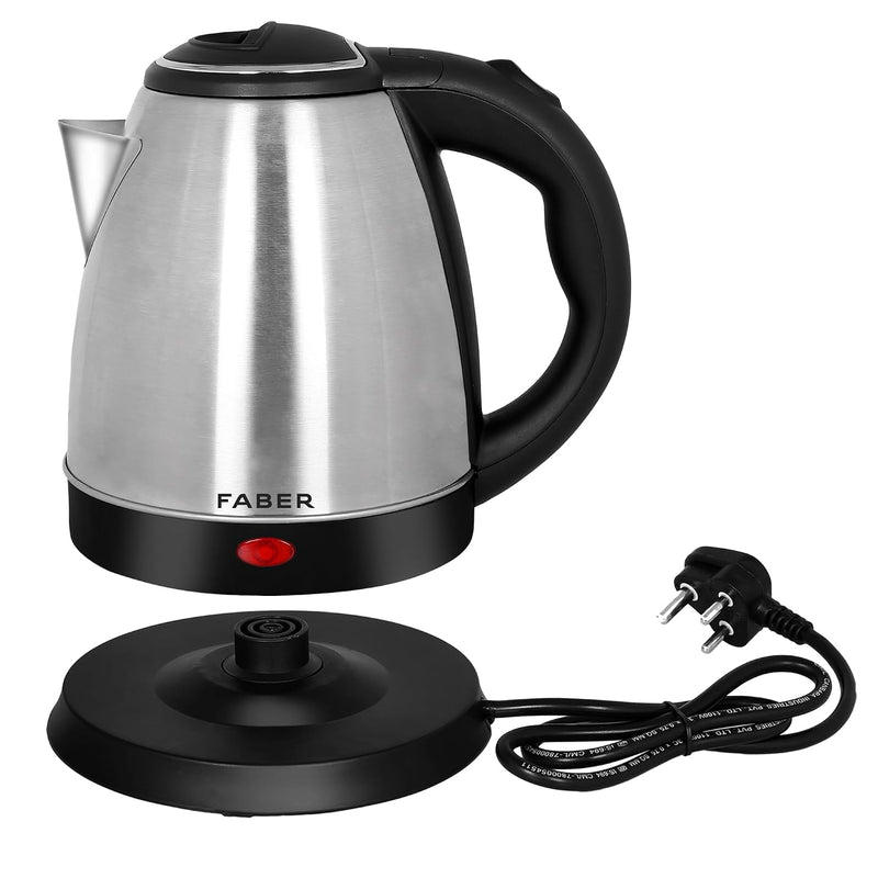 Faber 1.5L Electric Kettle | Boil Water, Make Tea, Coffee, Instant Noodles, Soup | SS Body, Cool Touch Handle, Wide Mout