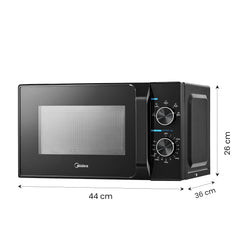 Midea 20L Solo Microwave Oven | 5 Power Levels + Defrost | 10-Year Magnetron Warranty | Mechanical Knob Control | Easy-Clean Powder-Coated Cavity | Energy Efficient | Oven for Reheating & Cooking