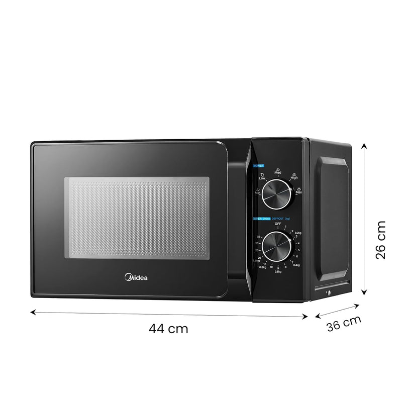 Midea 20L Solo Microwave Oven | 5 Power Levels + Defrost | 10-Year Magnetron Warranty | Mechanical Knob Control | Easy-Clean Powder-Coated Cavity | Energy Efficient | Oven for Reheating & Cooking
