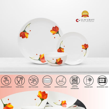 Clay Craft Fine Ceramic Eco Dinner Set, Enchanting Gold, for Family of 4, Dinner Set Ceramic, Crockery Set, Dining Set for Dinner, Crockery Set for Gift, Kitchen Set (ECO3, 12 Pieces)