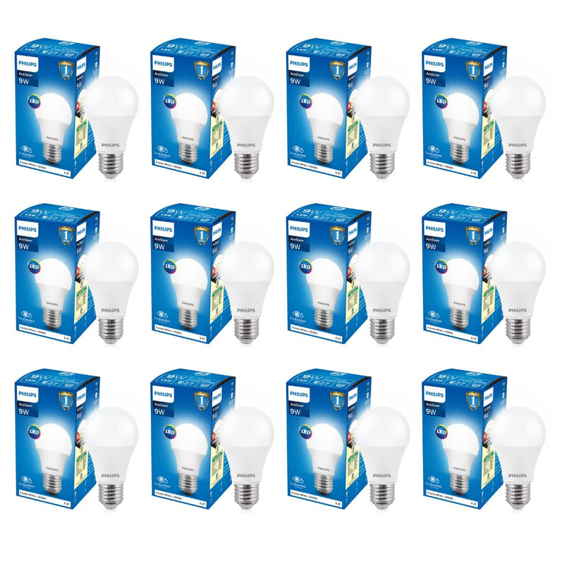 Philips Base E27 9-Watt LED Bulb (Pack of 12, Cool Day Light) (Cool Day Light)