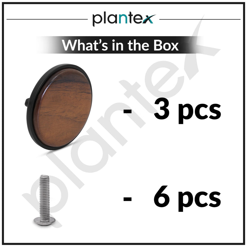Plantex Knobs for Drawer | Round Drawer Knobs | Knobs for Cabinets | Pull-Push Knobs for Kitchen | Wardrobe Drawer Knobs- Pack of 3 (Big, Black & Wood)-5