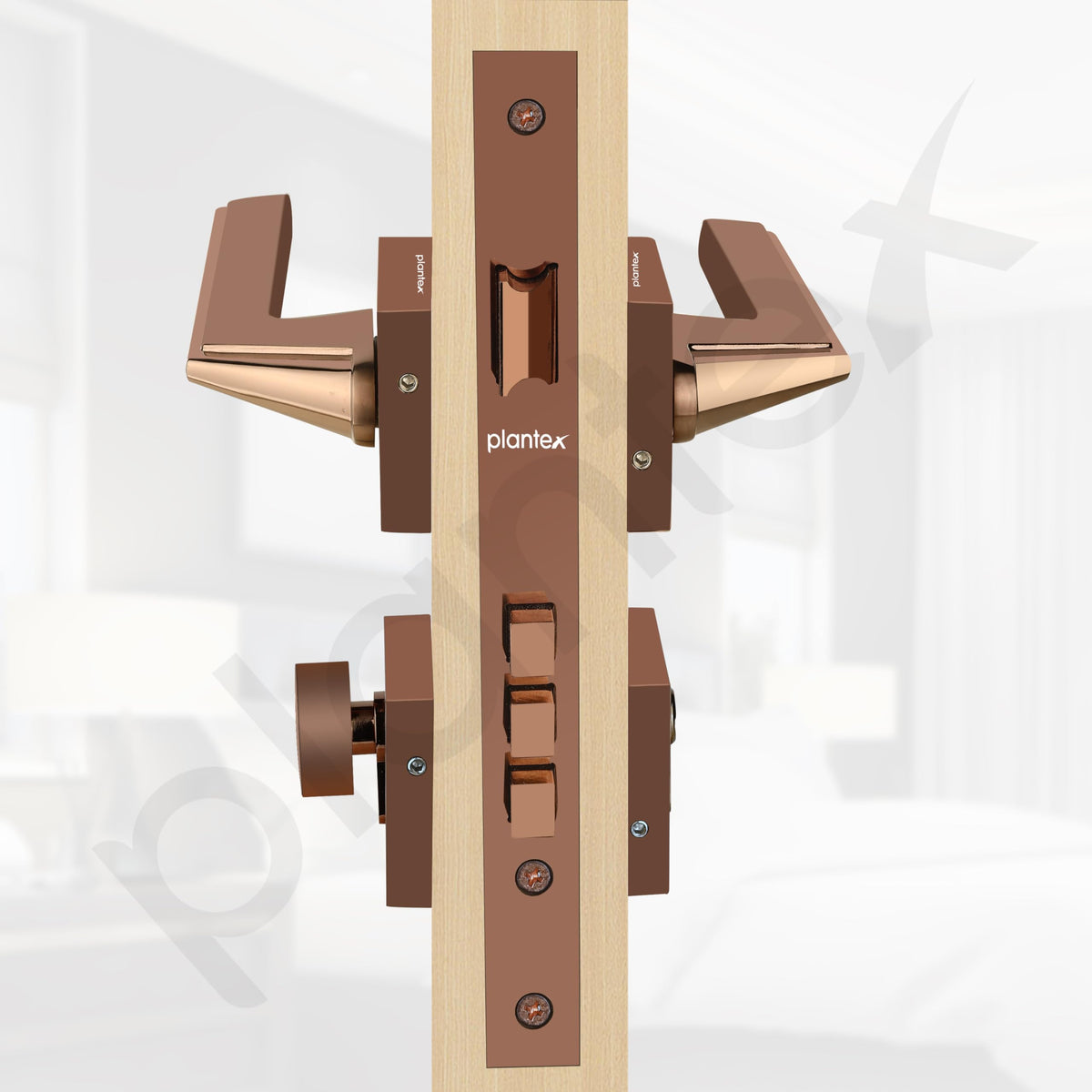 Plantex Premium Door Lock with 3 Years of Warranty/Main Door Lock Set for Home/Mortise Locks for Door (7122 - PVD Choco)-5