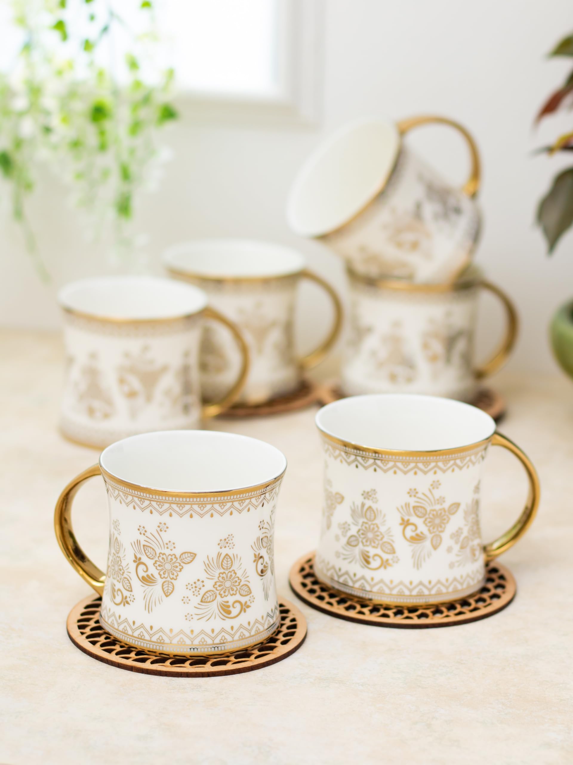 Clay Craft - Diamond Coffee Mugs Set, 6-pieces, 230ml, Ebony E671, multicolor, standard (CM-DIAMOND-EBONY-E671)