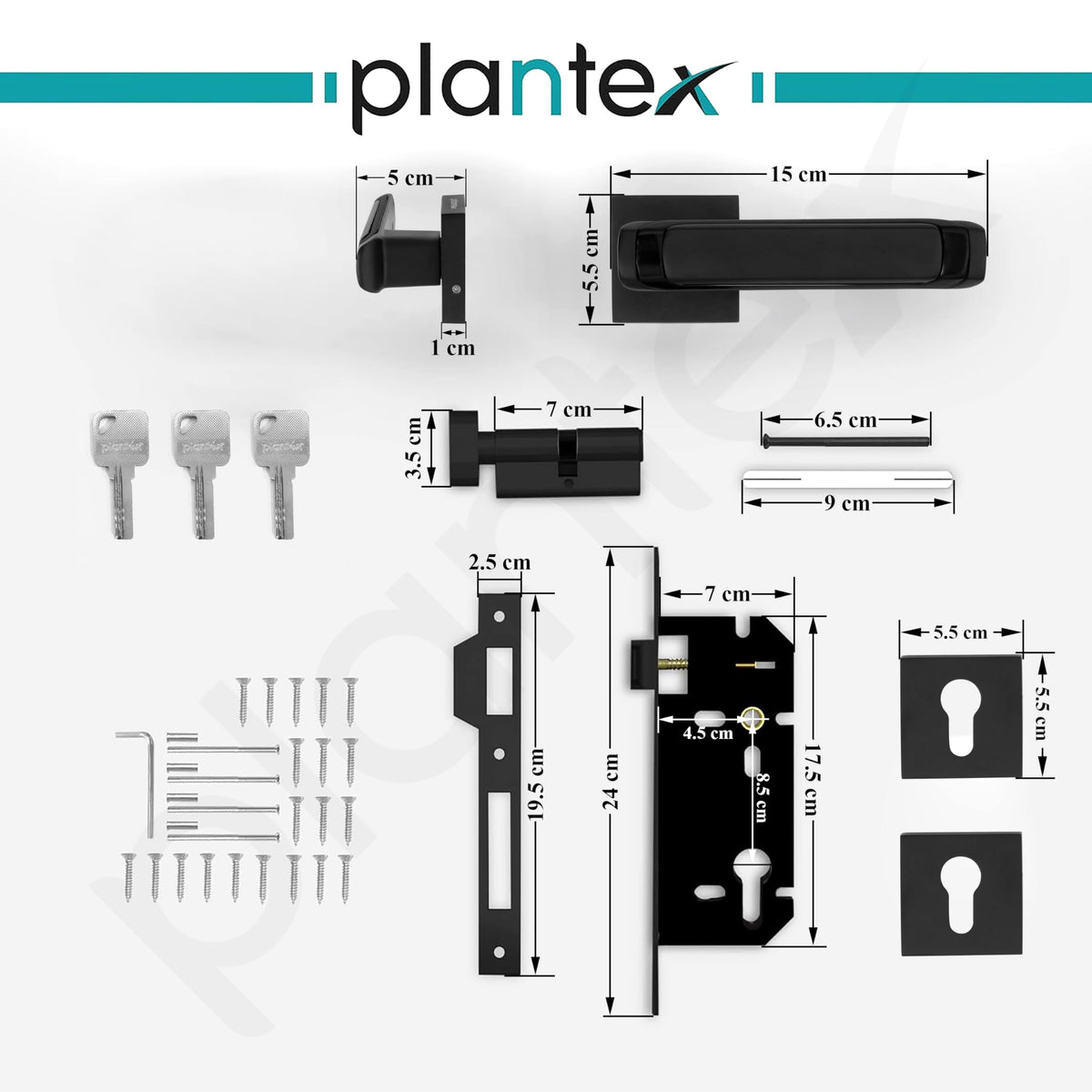 Plantex Triple Security Door Lock for Home/Main Door Lock Set with 3 Years of Warranty/Mortise Lock for Door with Brass Lock Body & Cylinder (7127, Z Black & DC Black)-3