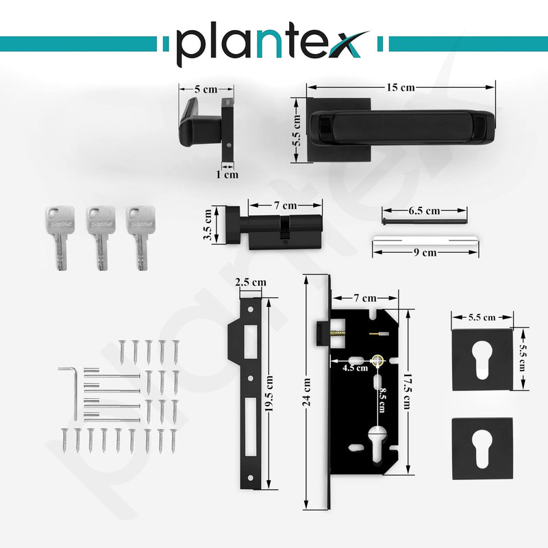 Plantex Triple Security Door Lock for Home/Main Door Lock Set with 3 Years of Warranty/Mortise Lock for Door with Brass Lock Body & Cylinder (7127, Z Black & DC Black)-3