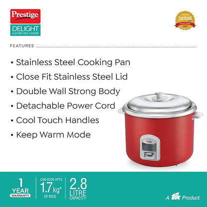 Prestige Delight Cute 2.8 SS Bowl Electric Rice Cooker