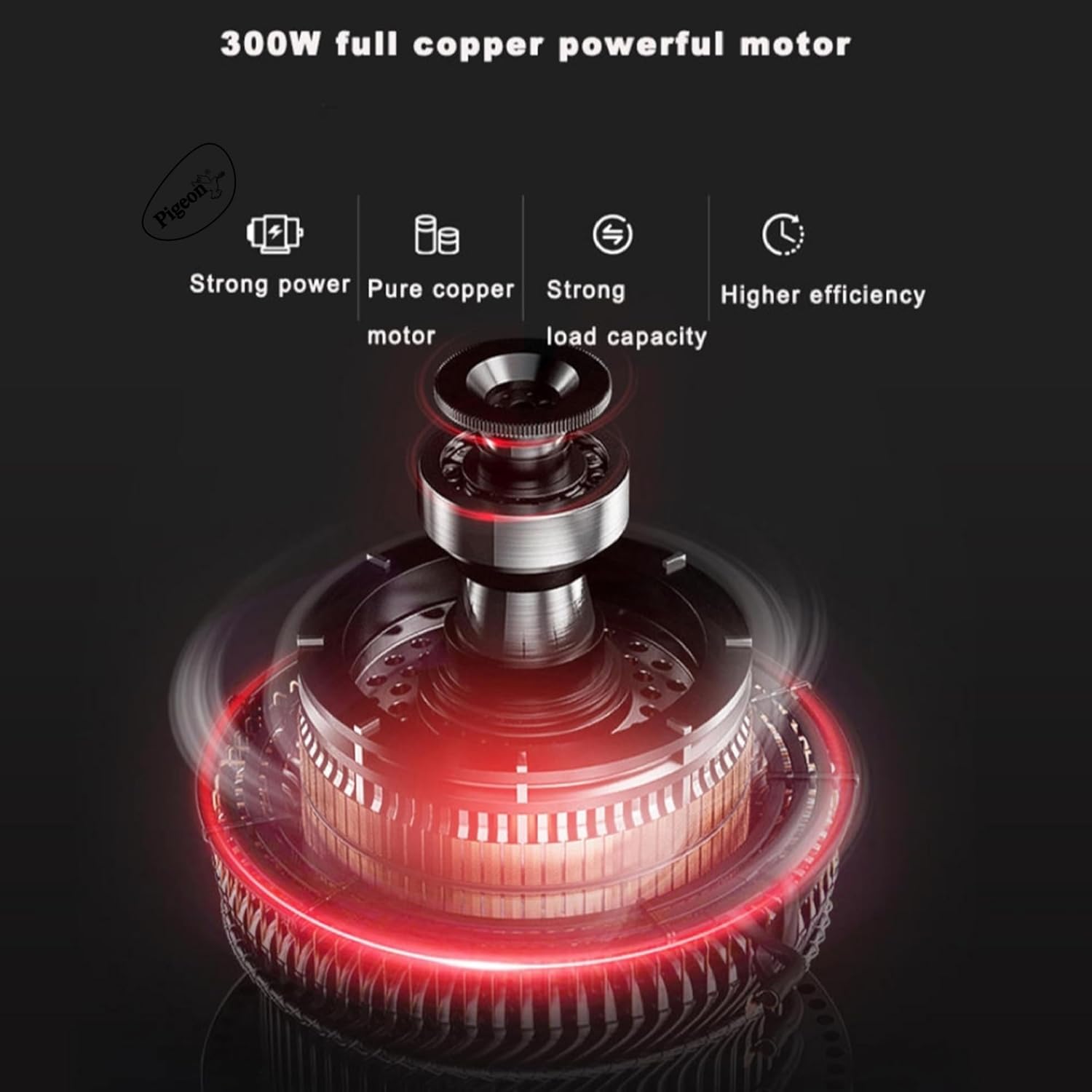 Pigeon Ultra Fast Electric 300 Watts Electric Chopper For Kitchen, Twin Blade Technology, 600 Ml 'Chop-N-Store' Plastic Bowl With Lid, Vegetable Chopper, Cutter, Chop, Mince, Dice, Whisk, Blend, Red