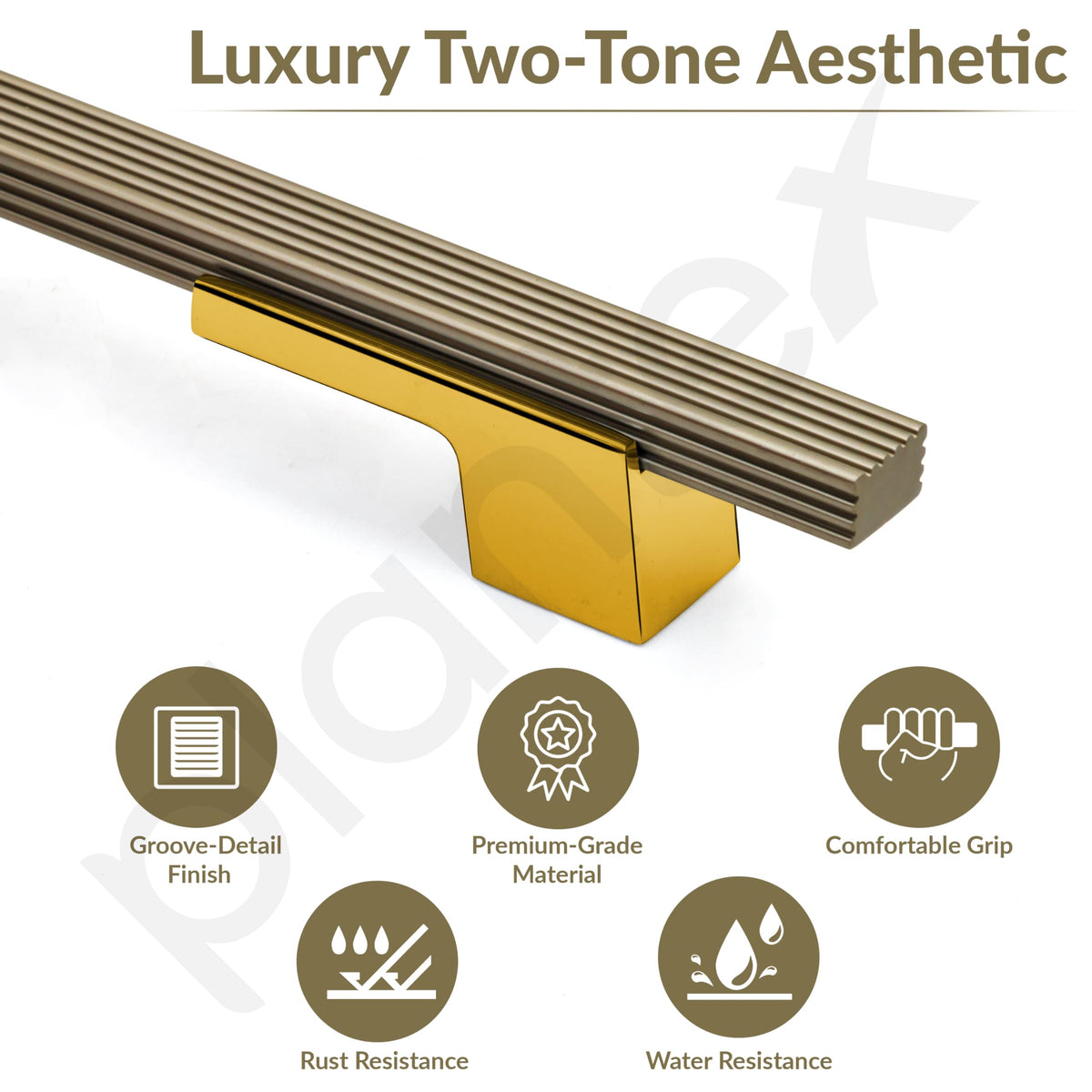 Plantex Cabinet Handle/Kitchen Cabinet Door Handle/Wardrobe/160 mm Cupboard Handle/Door Pull-Push Handle for Home/Office - Pack of 2 (Brass Antique & Gold)-2
