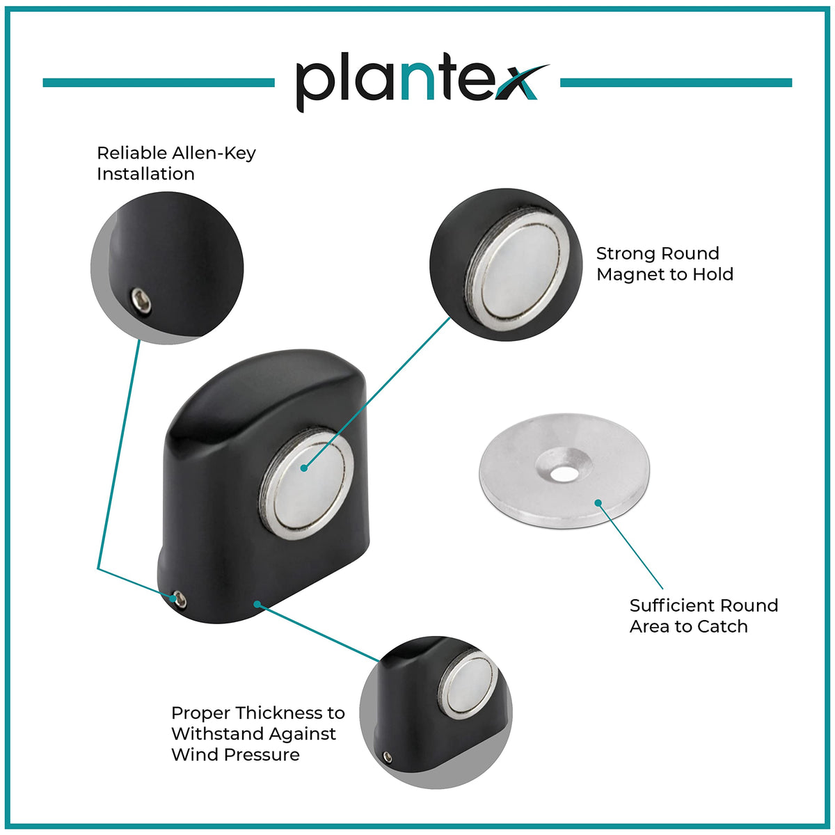 Plantex Magnet Door Stopper Foor Home/Door Holder for Main Door/Magnet Door Catcher/Magnet Stopper for Home/Stops for Door - Set of 2 (193-Black)-2