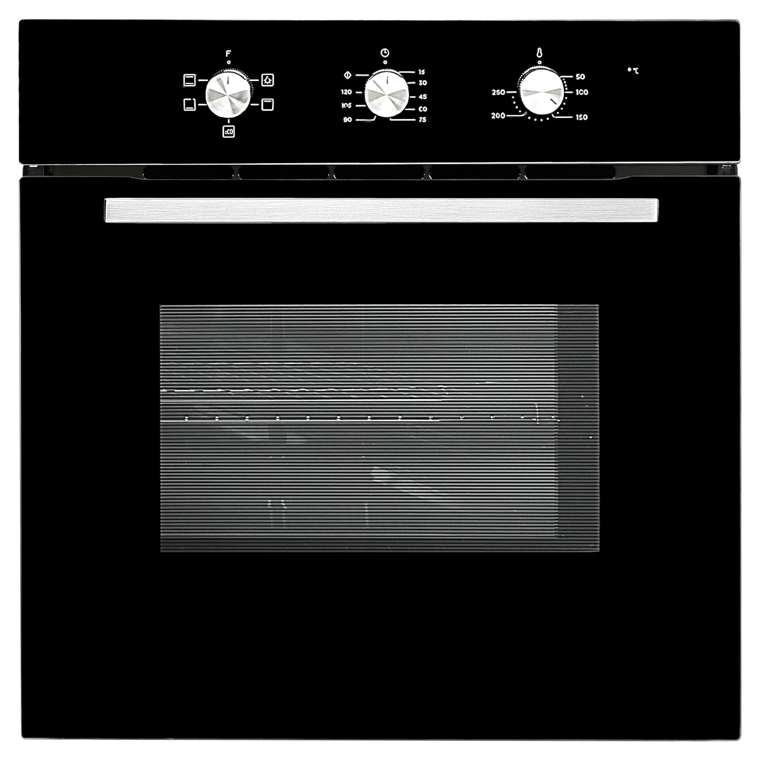 Faber 80L Built-In Full Black Glass Oven||Mechanical Timer||5 Cooking Functions with Grill Rack,Grill Tray||2-Layer Glass Door, 50–250°C Temp Range||FBIO 80L 5F BK||2Yr Comprehensive Warranty