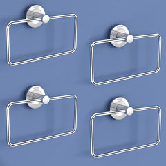 Plantex Stainless Steel Towel Ring for Bathroom/Wash Basin/Napkin-Towel Hanger/Bathroom Accessories (Chrome-Rectangular) - Pack of 4-1