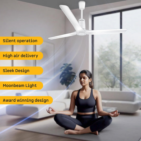 atomberg Aris Contour Smart 1200mm Voice Controlled BLDC Ceiling Fan with Remote|BEE 5 Star|Best-in-class Air Flow | Silent Operation| Designer Fan | Free Installation | 5 Year Warranty | Marble White