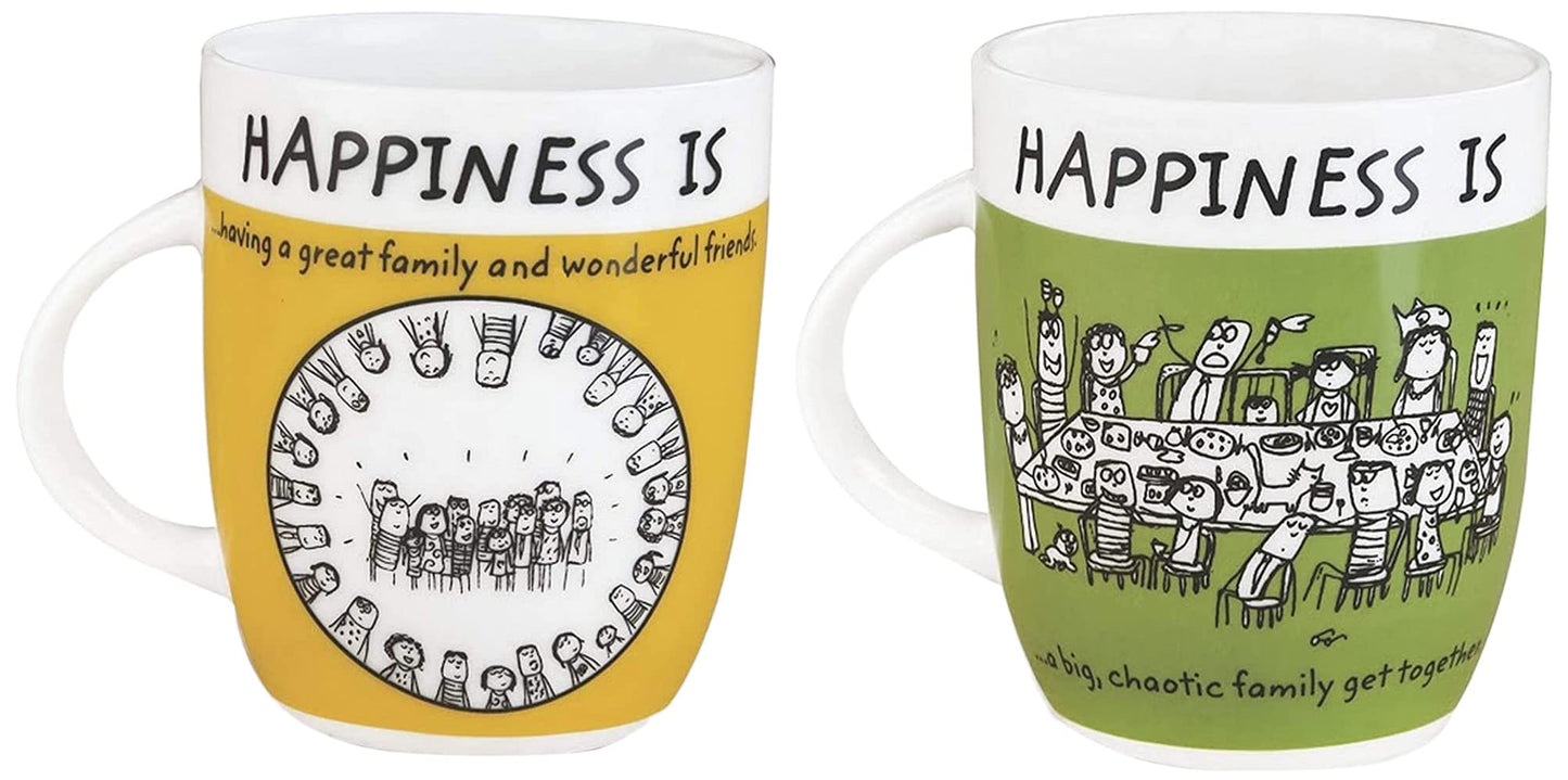 Clay Craft - Happiness Is, Wonderful Friends Bone China Milk Mug, 350 ml, Multicolour