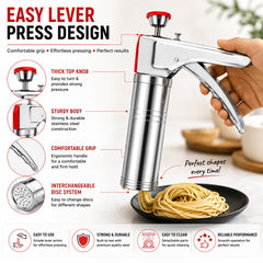 Kitchen Press Sev Sancha Machine | Murukku Maker | Chakli Maker | Idiyappam Press | Sev Bhujiya Gathiya Maker | Stainless Steel Snacks Maker for Farsan Namkeen Noodles Cookies