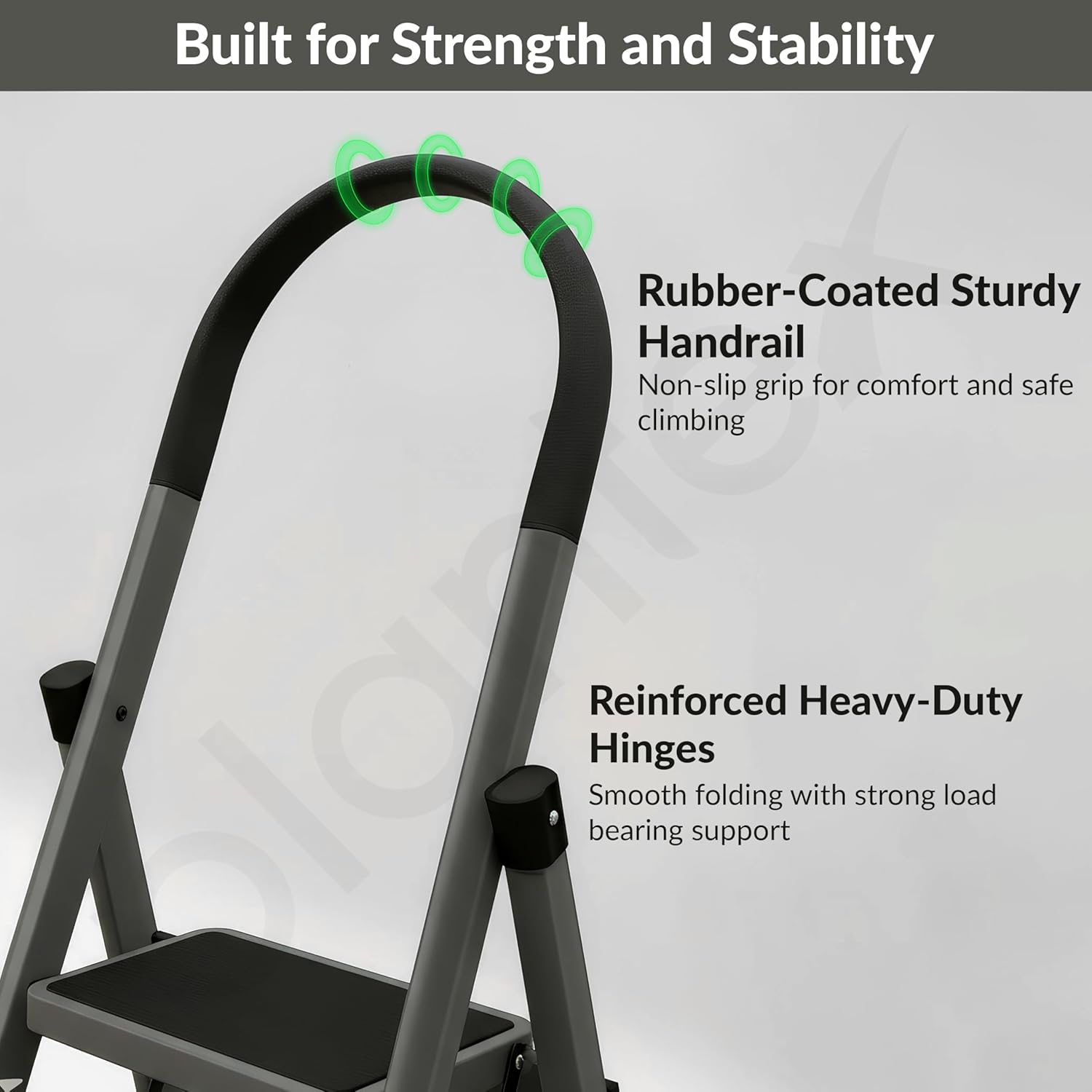 Plantex Ladder for Home 4 Steps/Foldable Ladder with Anti-Skid Wide Steps (30L x 20W cm)/Strong D-Shape Pipe with X-Support for More Stability/5 Year Warranty(Apex-Black)
