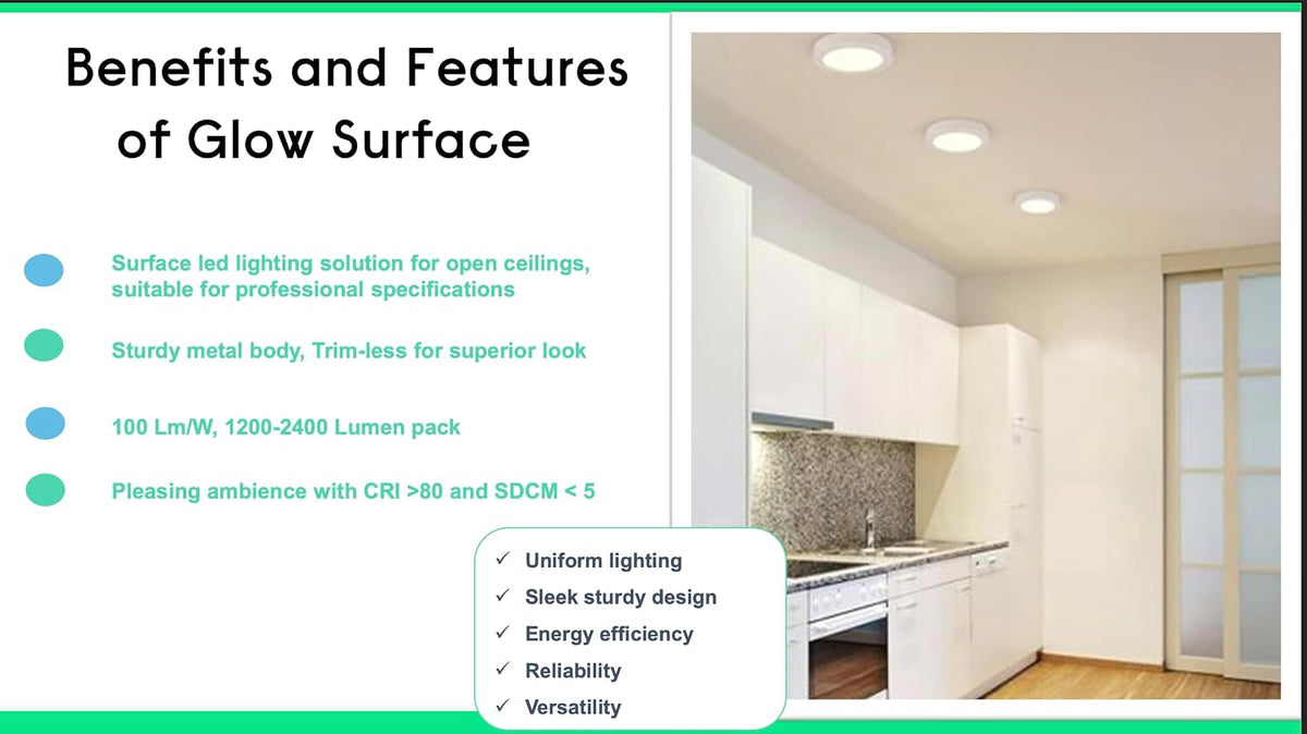 Philips LED Glow Surface Downlight Metal Body, Trim Less Sleek and Energy-efficient Surface Mount Light (3000k - Warm white, B0FLQ9MFMF)