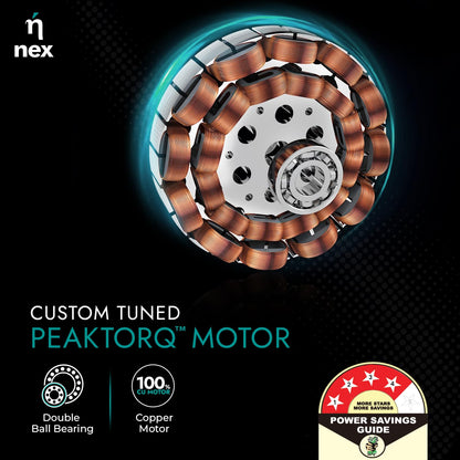 NNEX by BAJAJ Glyde A50 1200 MM | BEE 4 Star Rated Premium Ceiling Fan | 20% Higher Air Thrust* | Airfluence™ Al Blades | Adjustable Downrod | 2-Yr Warranty 【Snow White】