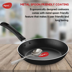 Pigeon Basics Induction Base Non Stick Aluminium Cookware Set, Including Flat Tawa, Kadai with Glass Lid, and Frying Pan