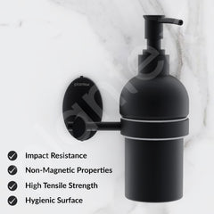 Plantex Liquid Soap Dispenser for Bathroom/304 Grade Stainless Steel Wall Mount handwash Dispenser/Shampoo Dispenser/Bathroom Accessories - Oreva (Black)-2