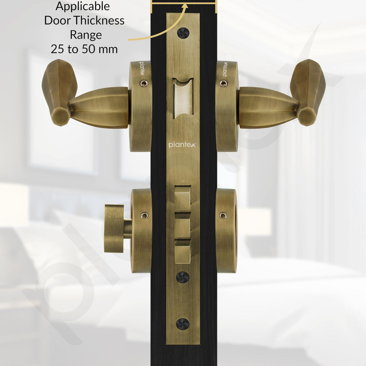 Plantex Main Door Lock Set/Door Lock for Home/Mortise Lock with Brass Lock Body & Cylinder (7135, Brass Antique)-3