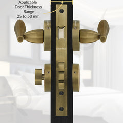 Plantex Main Door Lock Set/Door Lock for Home/Mortise Lock with Brass Lock Body & Cylinder (7135, Brass Antique)-3