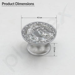 Plantex Horse Face Knobs for Drawer | Kitchen Cabinet Knobs | Pulls Handles for Wardrobe Kitchen - Pack of 3 Pieces (Silver)-2