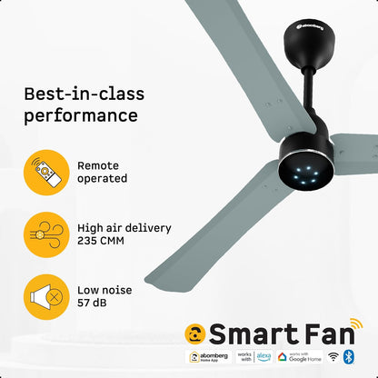 atomberg Renesa Halo Smart Alexa Enabled 1200mm BLDC Ceiling Fan with Remote | BEE 5 star | High Air Delivery | Low noise | LED Speed Indicator | Sleek Design | | 3 Year Warranty| Misty Teal