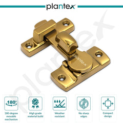 Plantex Door Latch for Balcony/Bathroom/Bedroom/Garden/Sliding Gate - Baby Latch Lock/Chitkani/Back Stopper - (PVD Gold)-2