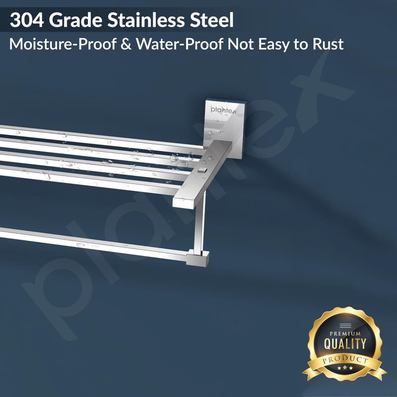 Plantex 304 Grade Stainless Steel 24 inches Long Towel Rack for Bathroom/Towel Rod/Towel Hanger Wall Mounted/Bathroom Accessories - Senso (Chrome)-4