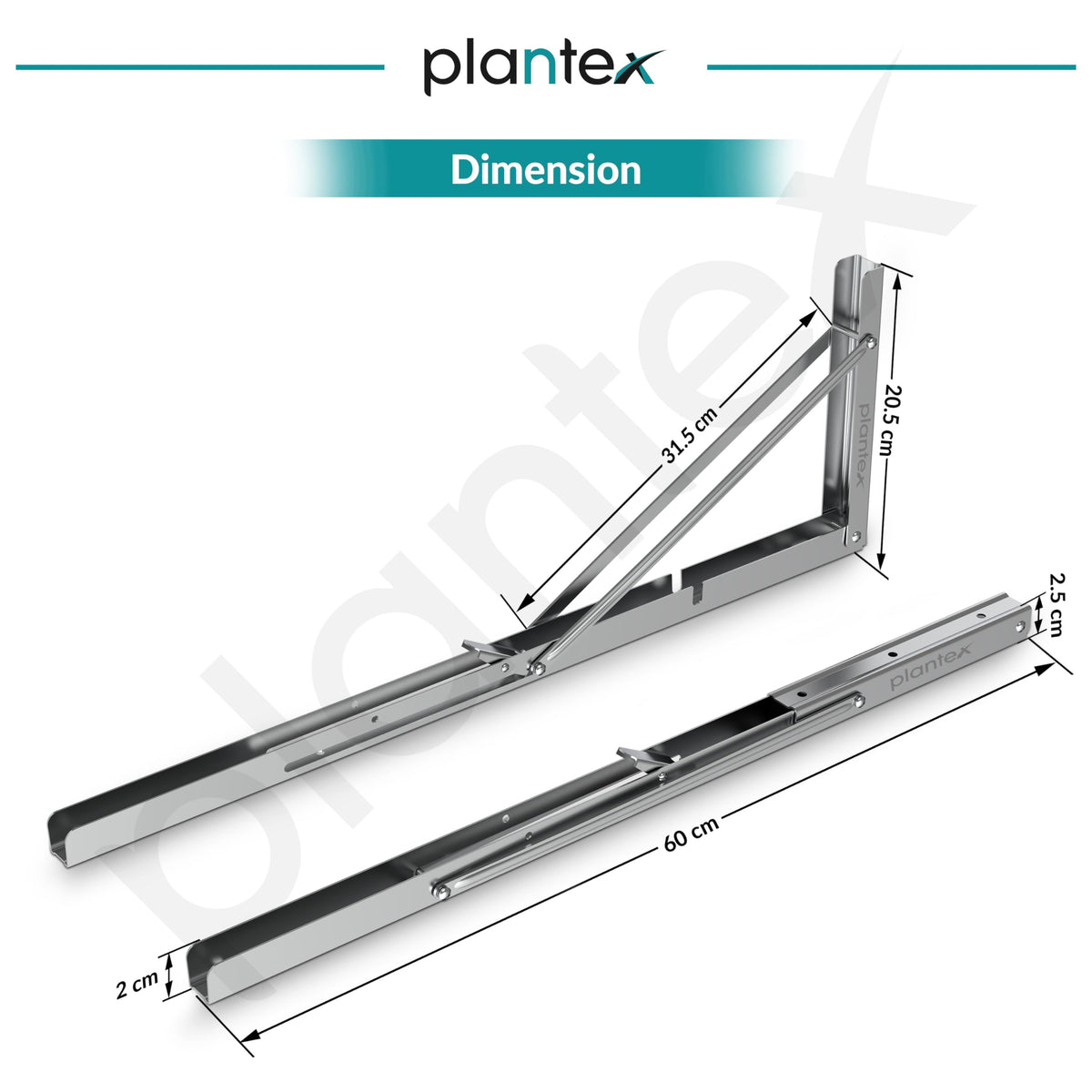 Plantex Heavy Duty 24 Inch Foldable Shelf Bracket/Stainless Steel Multipurpose Bracket/L Bracket/Space Saving Wall Bracket/Folding Table Bracket for Home & Office (Pack of 2, Chrome)-3