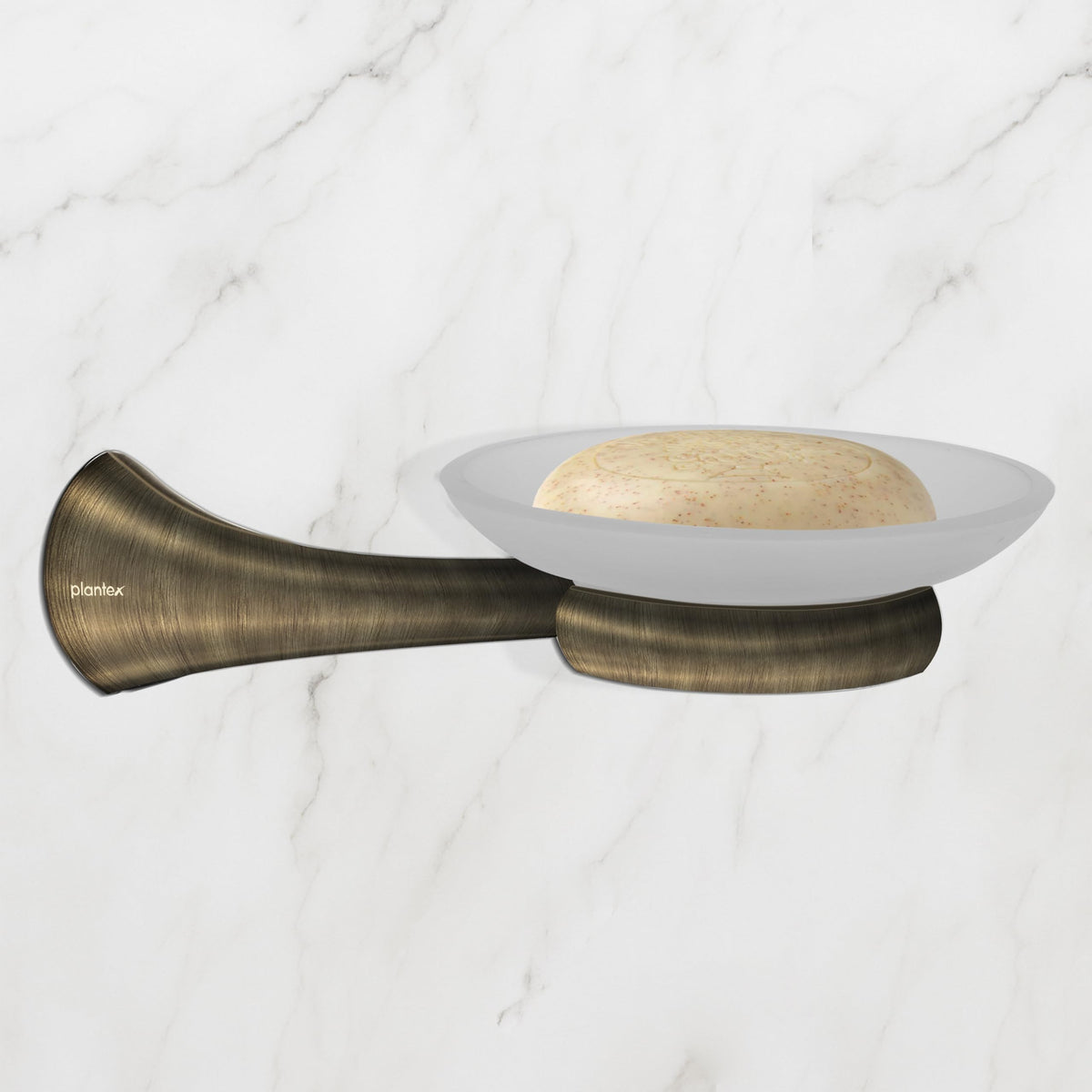 Plantex Smero Pure Brass Glass Soap Holder for Bathroom & Kitchen/Soap Stand/Case/Dish/Bathroom Accessories - Contrive (Rich Antique)-1