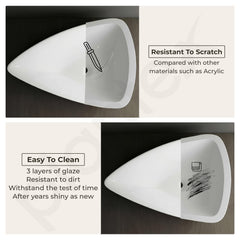 Plantex Ceramic Wash Basin/Triangle Basin with 10 Years Glaze Warranty by Plantex/Tabletop Wash Basin for Bathroom/Home/Office/Hotel - (White - 25.5 x 18.5 x 5 Inch)-6