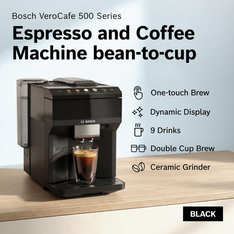 Bosch TPU40109 500 Series Fully Automatic Espresso Machine with Whole Bean Compartment and Ground Coffee Channel, TFT Di