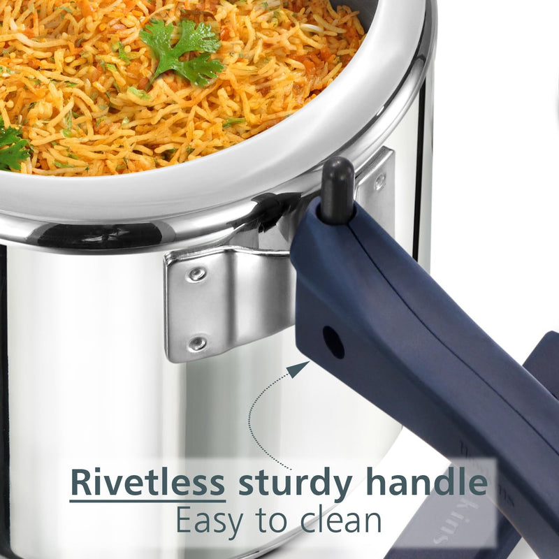 Hawkins 3 Litre Tall Stainless Steel Hevibase Pressure Cooker, Impact Bonded Base, Inner Lid Cooker, Silver (HSI3T)