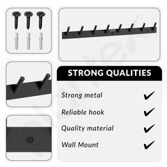 Plantex Wall Hooks for Hanging Cloth/Stainless Steel Towel Hangers/Bathroom Robe Hooks/Door Hangers/Round Wall Hook/Hook Rail for Hanging Keys - 8 Hooks (Pack of 3, Z-Black)-6