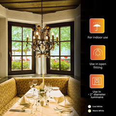 Philips 4 Watt 400-Lumen LED Clear Candle E14 Base (Warm White) - Decorative, Ambience For Chandeliers