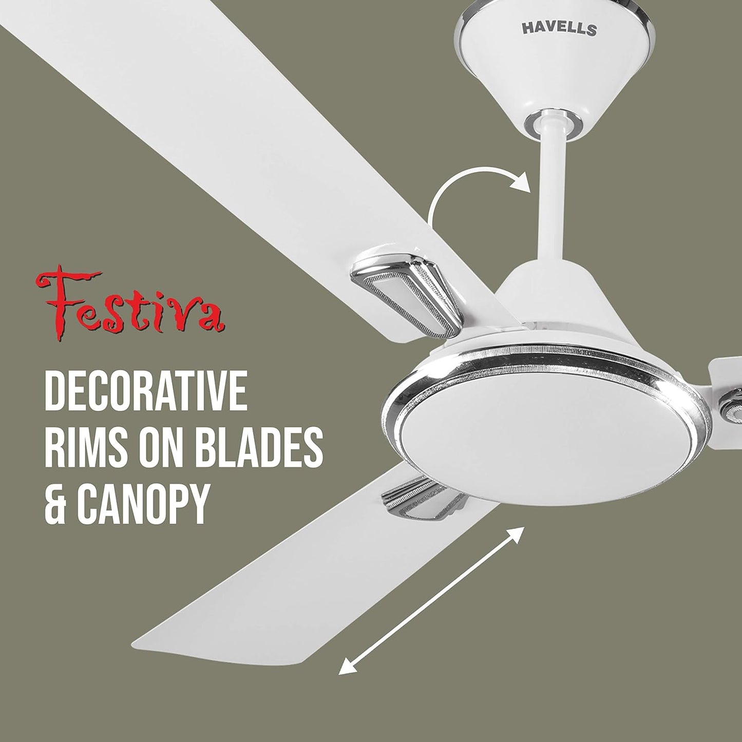 Havells Festiva 1200mm Dust Resistant Ceiling Fan (Pearl White Silver)