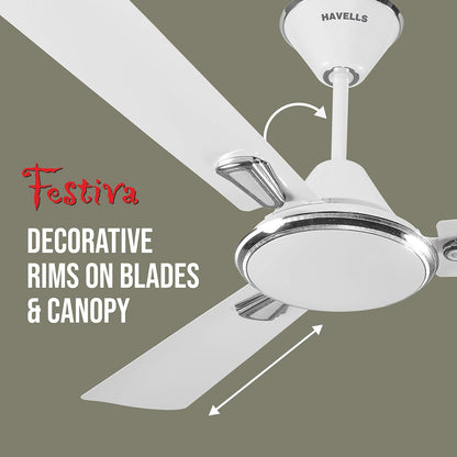 Havells Festiva 1200mm Dust Resistant Ceiling Fan (Pearl White Silver)