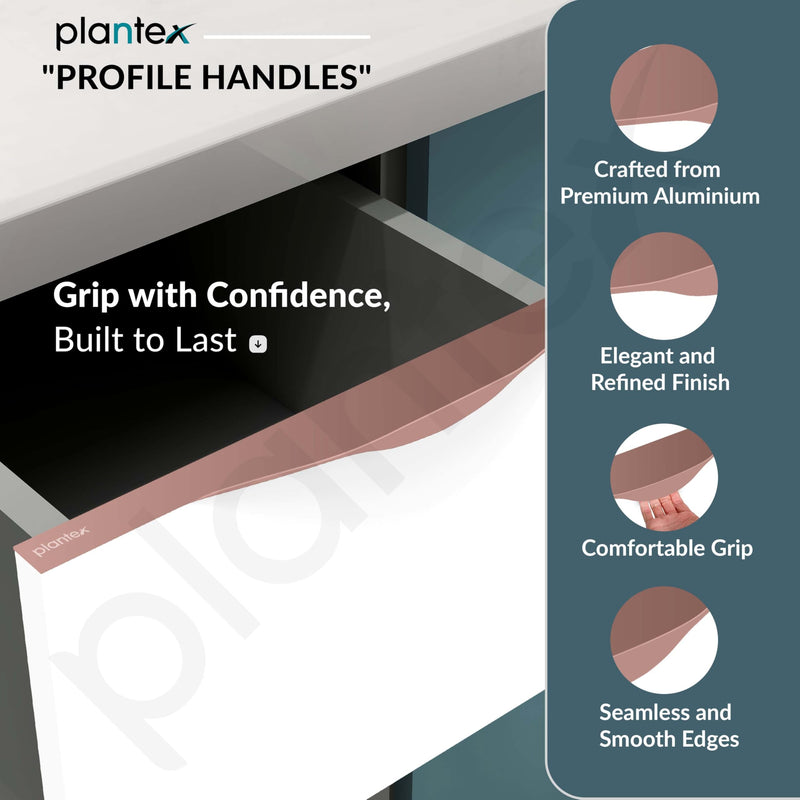 Plantex Profile Handle for Kitchen Cabinet/16 Inch Aluminium Drawer Profile Handle/Wardrobe Pull Handle for Home/Office/Hotel - Pack of 2 (Rose Gold) (Model APS-PF-1001)-2