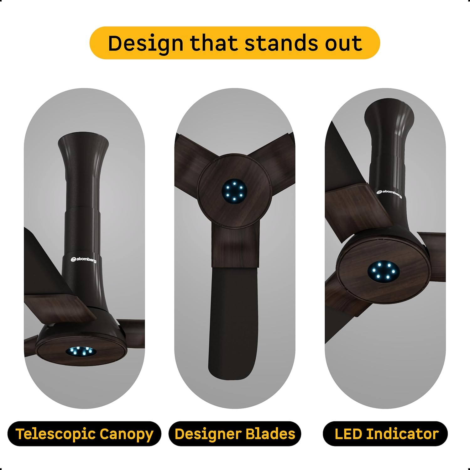 atomberg Studio+ 950mm BLDC Ceiling Fan with Remote Control | BEE 5-star Energy Efficient | New Blade Design | High Air Delivery | LED Speed Indicator | Low noise | 3 Year Warranty (Earth Brown)