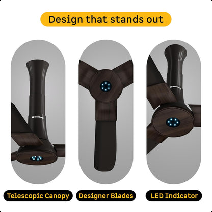 atomberg Studio+ 950mm BLDC Ceiling Fan with Remote Control | BEE 5-star Energy Efficient | New Blade Design | High Air Delivery | LED Speed Indicator | Low noise | 3 Year Warranty (Earth Brown)